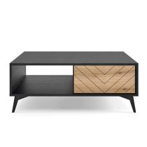 Douala Wooden Coffee Table With 2 Drawers In Evoke Oak