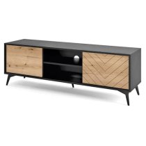 Douala Wooden TV Stand With 2 Doors In Evoke Oak