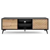 Douala Wooden TV Stand With 2 Doors In Evoke Oak