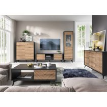 Douala Wooden TV Stand With 2 Doors In Evoke Oak