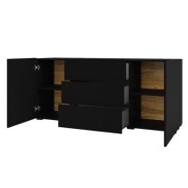 Azusa Wooden Sideboard With 2 Doors 3 Drawers In Matt Black