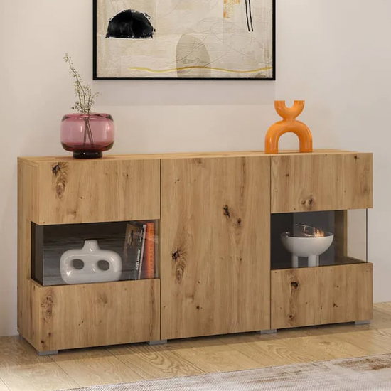 Azusa Wooden Sideboard With 3 Doors In Artisan Oak