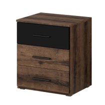 Biloxi Wooden Bedside Cabinet With 3 Drawers In Monastery Oak