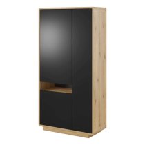 Altea Wooden Display Cabinet Tall 3 Doors In Torus Oak With LED