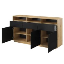 Altea Wooden Sideboard 3 Doors 3 Drawers In Torus Oak With LED