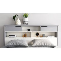 Frisco Wooden Double Bed With Shelves In Grey And White