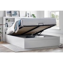 Akron Wooden Ottoman Storage King Size Bed In White