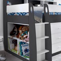 Essen Wooden Mid Sleeper Single Bunk Bed In Grey And White