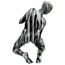 Amorous Kneeling Yoga Lady Sculpture In Black and Grey