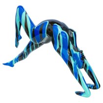 Amorous Stretching Yoga Lady Sculpture In Black and Blue