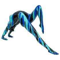 Amorous Stretching Yoga Lady Sculpture In Black and Blue