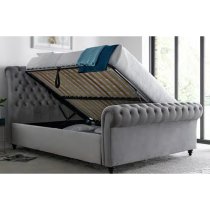 Olbia Velvet Chesterfield Ottoman King Size Bed In Grey