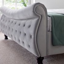 Orem Velvet Chesterfield Sleigh Double Bed In Grey