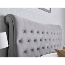 Orem Velvet Chesterfield Sleigh Double Bed In Grey