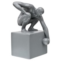 Visalia Ceramic World In His Hand Sculpture In Grey