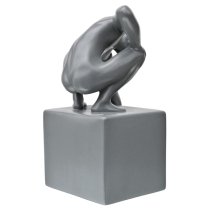 Visalia Ceramic World In His Hand Sculpture In Grey