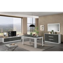 Graz Wooden TV Stand With 4 Doors In Matt White And Oxide