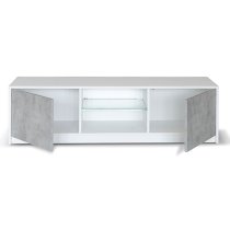 Sion TV Stand 2 Doors In White And Concrete Effect With LED