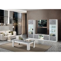 Sion TV Stand 2 Doors In White And Concrete Effect With LED