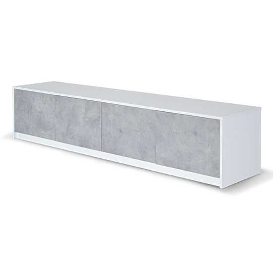 Sion TV Stand 4 Doors In Matt White And Concrete Effect