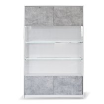 Sion Display Cabinet 2 Doors In White Concrete Effect With LED