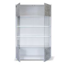 Sion Display Cabinet 2 Doors In White Concrete Effect With LED