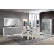 Sion Display Cabinet 2 Doors In White Concrete Effect With LED