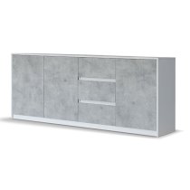 Sion Sideboard 3 Doors 3 Drawers In White And Concrete Effect