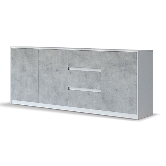 Sion Sideboard 3 Doors 3 Drawers In White And Concrete Effect