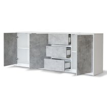 Sion Sideboard 3 Doors 3 Drawers In White And Concrete Effect