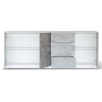 Sion Sideboard 3 Doors 3 Drawers In White And Concrete Effect