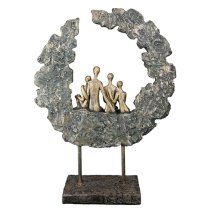 Ocala Polyresin Family Sculpture In Gold And Green