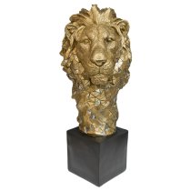 Buda Resin Lion Bust Sculpture In Gold And Black