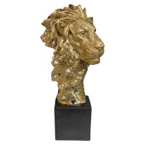 Buda Resin Lion Bust Sculpture In Gold And Black