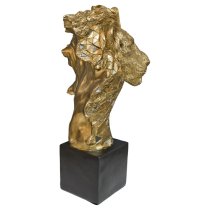 Buda Resin Lion Bust Sculpture In Gold And Black