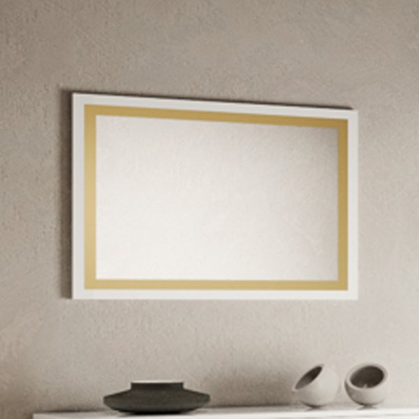 Geneva Bedroom Wall Mirror In High Gloss White And Gold Frame