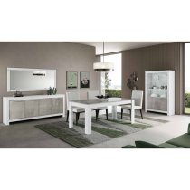 Metz Gloss Display Cabinet 2 Doors In White And Grey With LED