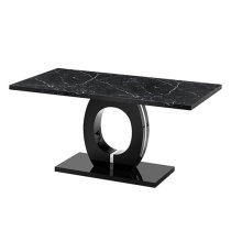 Halo Milano Effect Gloss Dining Table 6 Ravenna Black Chairs