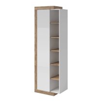 Sanur High Gloss Storage Cabinet Tall In White And Sandal Oak