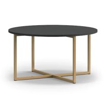 Pavia Wooden Coffee Table Round Large In Black Portland Ash