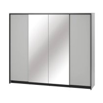 Genoa Mirrored Wardrobe With 4 Doors In Grey And LED