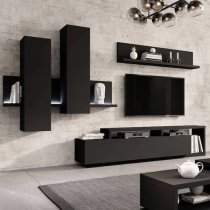 Belek Wooden Wall Shelf In Matt Black