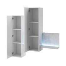 Belek Wooden Wall Shelving Unit In Concrete Grey With LED