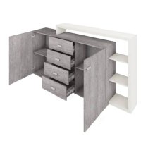 Belek Wooden Sideboard With 2 Doors 4 Drawers In Concrete Grey