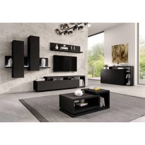 Belek Wooden TV Stand With 1 Drawer In Matt Black