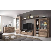 Leon Wooden TV Stand With 1 Door In Satin Oak