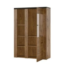 Leon Wooden Display Cabinet With 1 Doors In Satin Oak