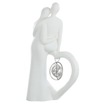 Moline Ceramics Francis Couple Tenderness Sculpture In White