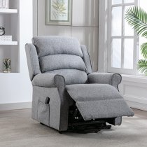 Alanya Fabric Dual Motor Riser Recliner Chair In Grey