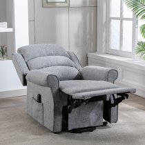 Alanya Fabric Dual Motor Riser Recliner Chair In Grey